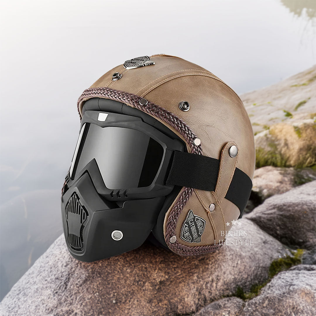 RadialRidge Retro 3/4 Helmet DOT ECE Certified Vintage