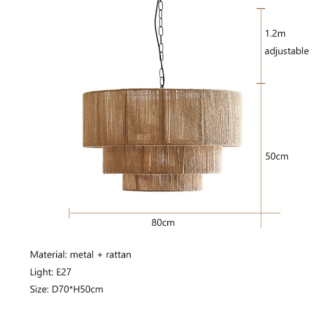 Lampe suspendue bohème tissée à la main NovaRattan pour plafond
