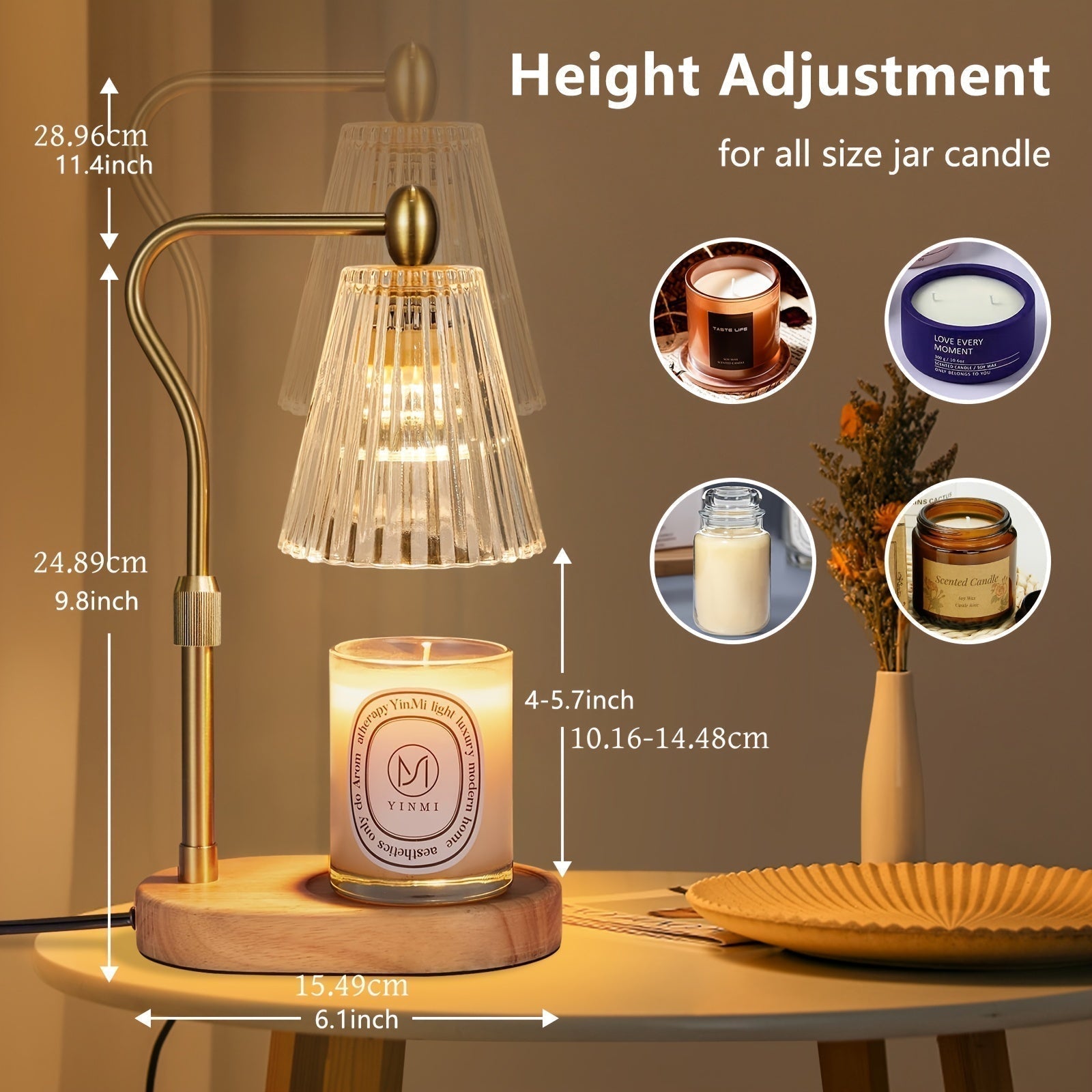 Lampa świecowa Aurora Warm-Glow | ściemnialna, regulowana na wysokość z timerem