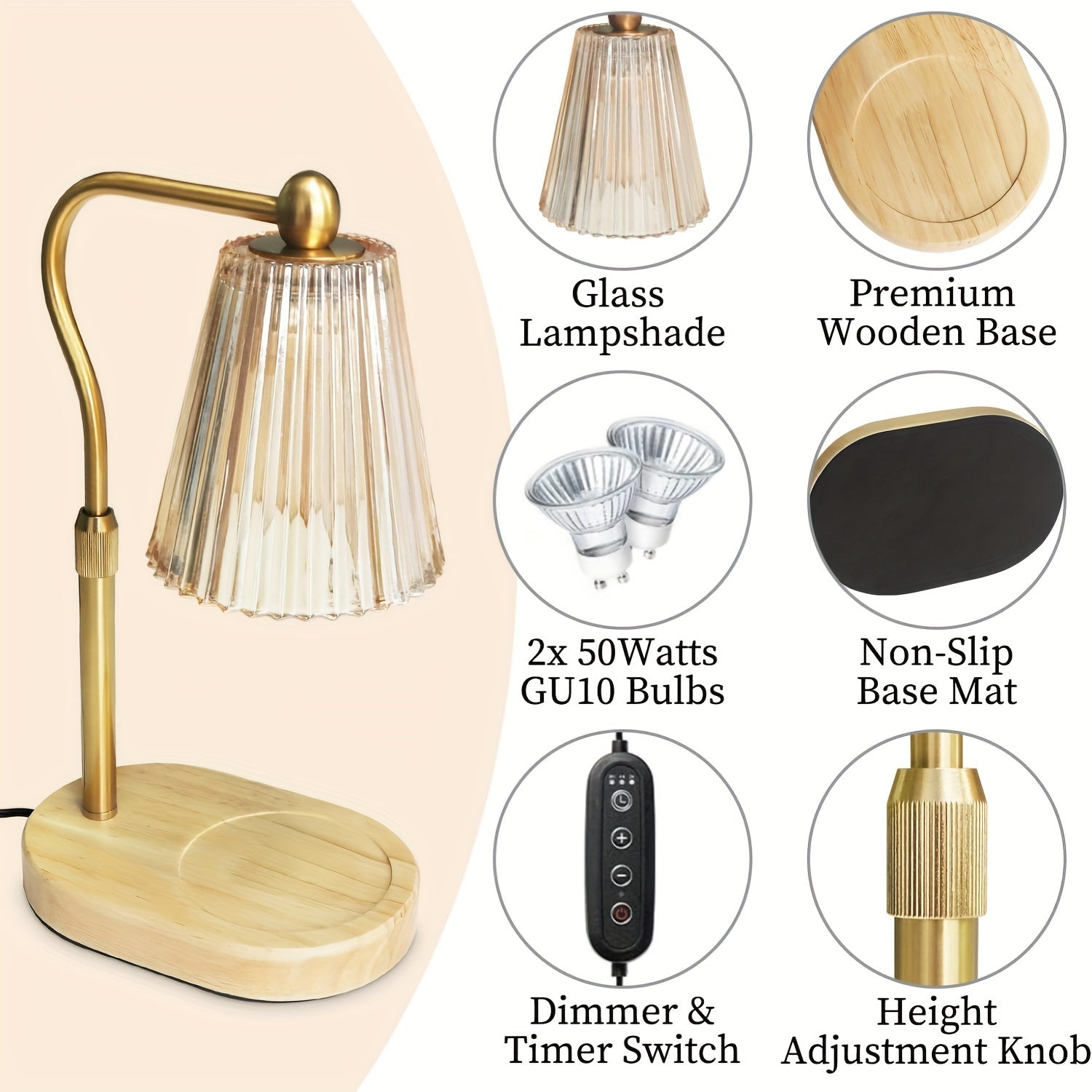 Lampa świecowa Aurora Warm-Glow | ściemnialna, regulowana na wysokość z timerem