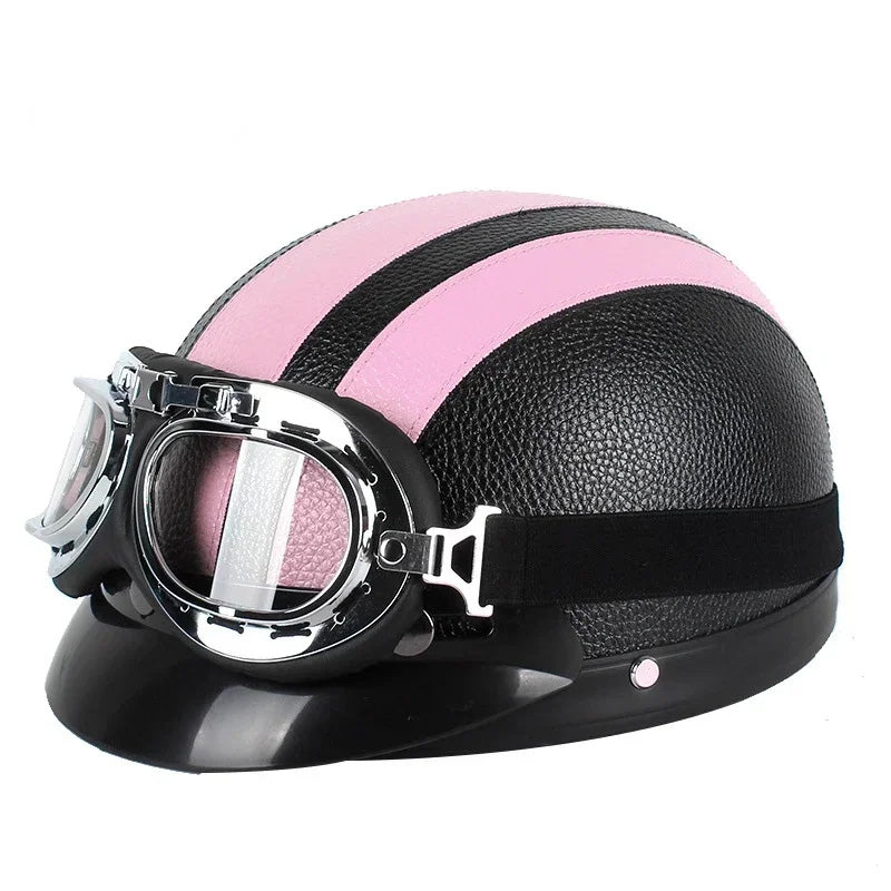 NovaRidge Retro Half-Cruise Motorcycle Helmet Glossy Finish