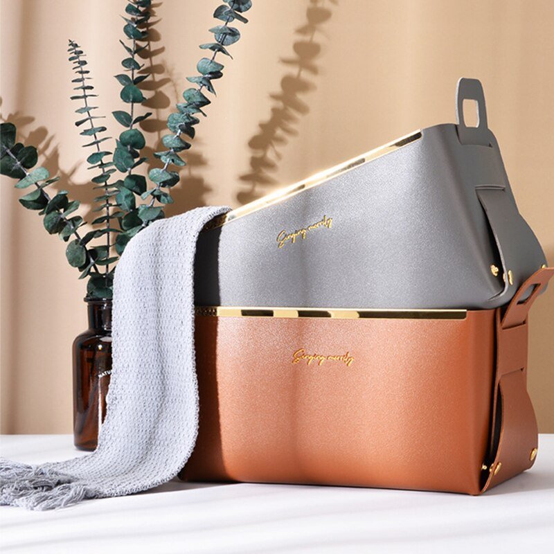 Virela nep leren opbergmand | Opvouwbaar & stevig