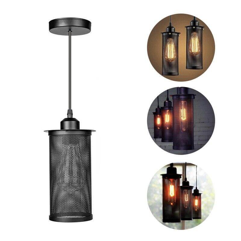 Lampa z żelazną klatką w stylu loft nordycki vintage