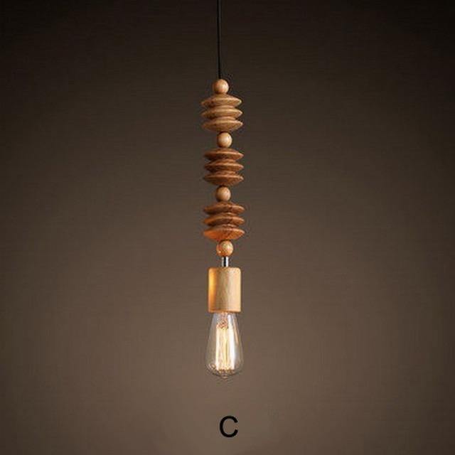 Lampa wisząca z drewna dębowego w naturalnym wykończeniu