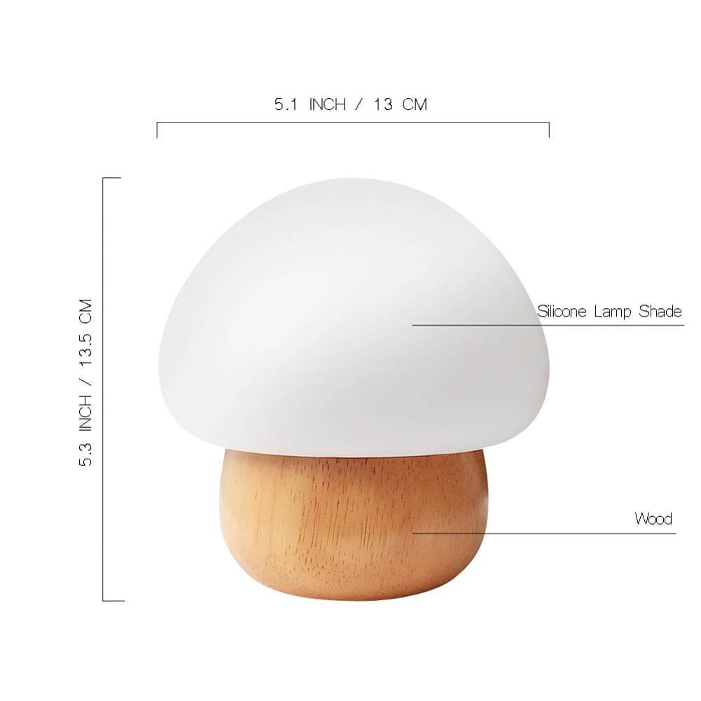 Mushroom-Shaped Wooden LED Night Light