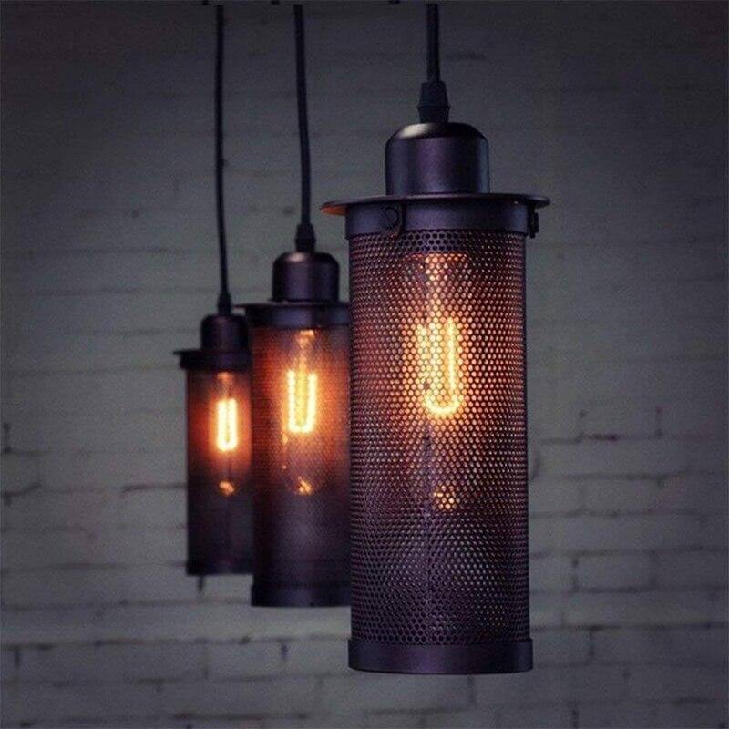 Lampa z żelazną klatką w stylu loft nordycki vintage
