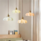 Liora Retro Krem Glass Blomstret Hengelampe