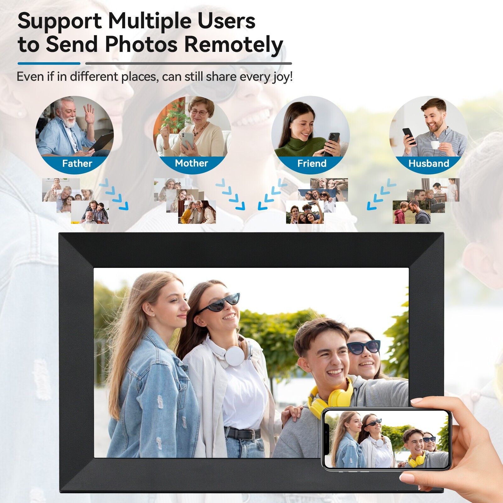 LuminaVista 10,1-tommers WiFi-fotoframe med 1080P-berøring