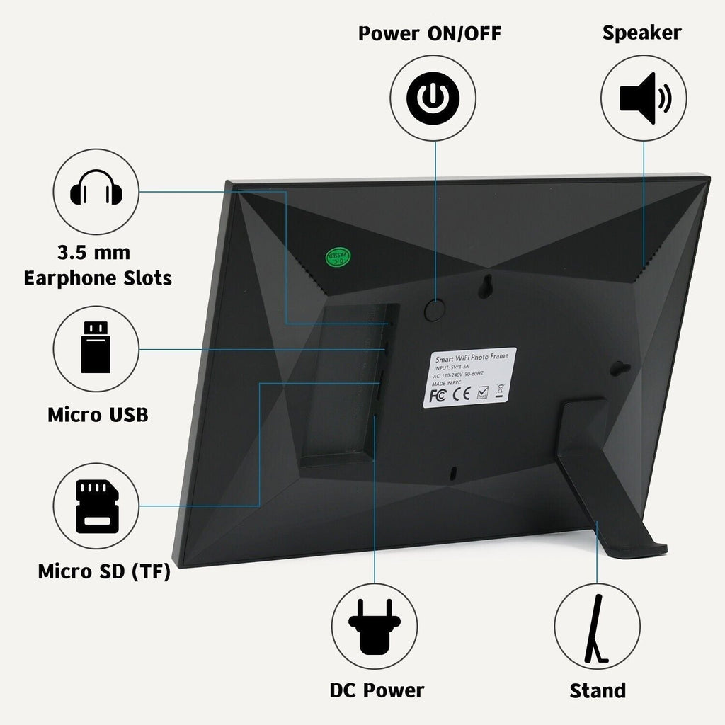 LuminaVista 10,1-tommers WiFi-fotoframe med 1080P-berøring