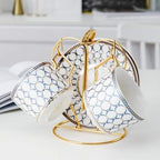 Deluxe Elara Gulddetaljerad Benporslin Tekanna Set Med Koppar