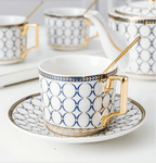 Deluxe Elara Gulddetaljerad Benporslin Tekanna Set Med Koppar