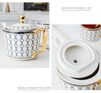 Deluxe Elara Gulddetaljerad Benporslin Tekanna Set Med Koppar